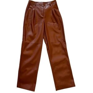 House of Harlow 1960 Pants Size 2 Brown Vegan Faux Leather Wide Leg High Rise